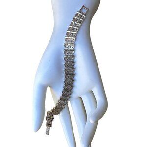 Vintage Artisan NF Link Bracelet Size 7.5 Diamond Cut Ornate 925‎ Sterling 31.4g